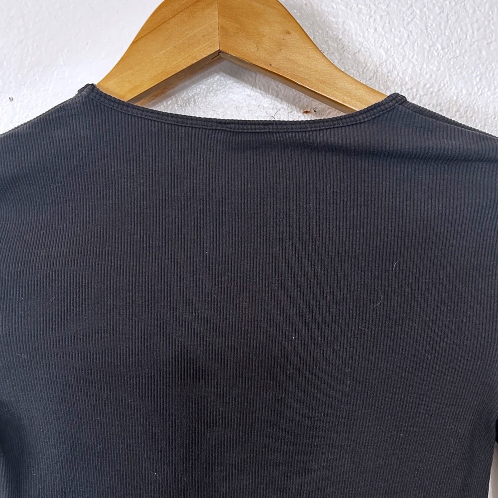 Cotton On Black Ribbed Long Sleeve Crew Neck Slim Fit Recycled Top Womens Small - Picture 4 of 7